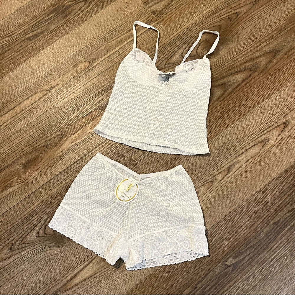 NWT Vintage White Lace Sleepwear Set XS